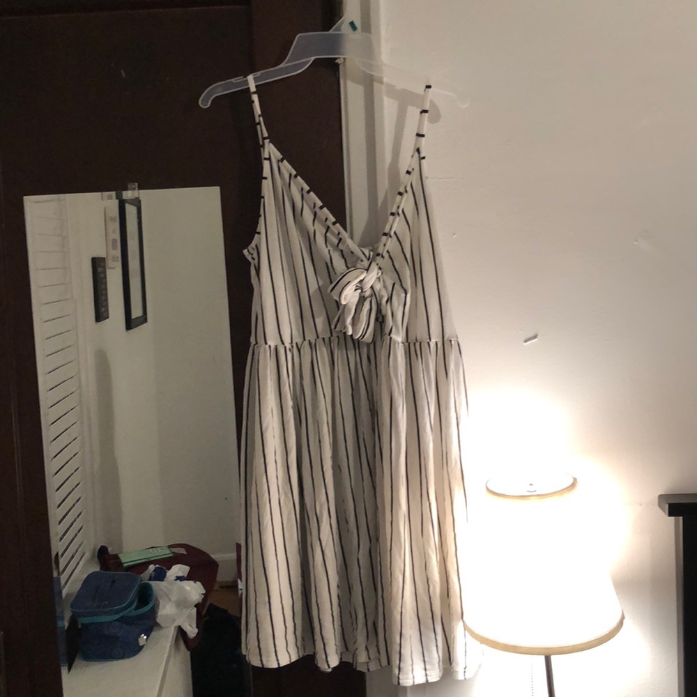 Black and white striped sun dress